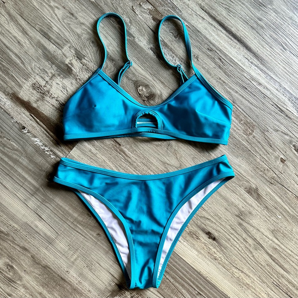 Cupshe Teal Cut Out Bralette Bikini